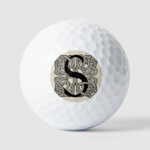 Letter S Vintage Celtic Knot Monogram Golf Balls