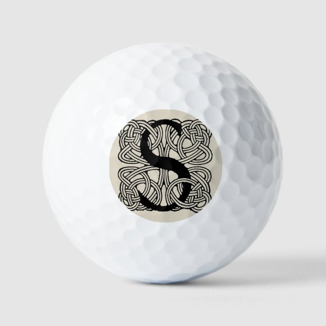 Letter S Vintage Celtic Knot Monogram Golf Balls (Front)