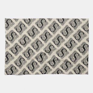 Letter S Vintage Celtic Knot Monogram Tea Towel