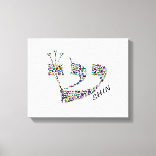 Letter Shin made with Gemstones in All Colours Canvas Print