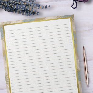 Letter Size 8.5" x 11" Brown Lines Wide Rule Gold Notepad