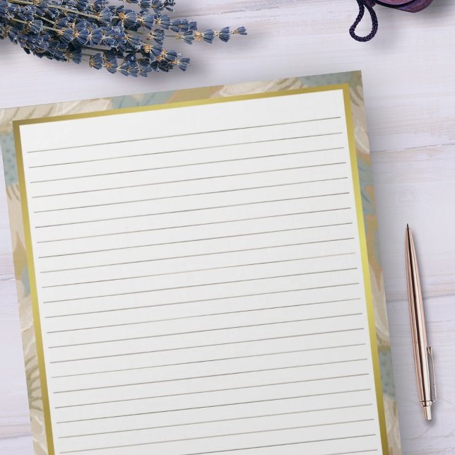 Letter Size 8.5" x 11" Brown Lines Wide Rule Gold Notepad (Creator Uploaded)