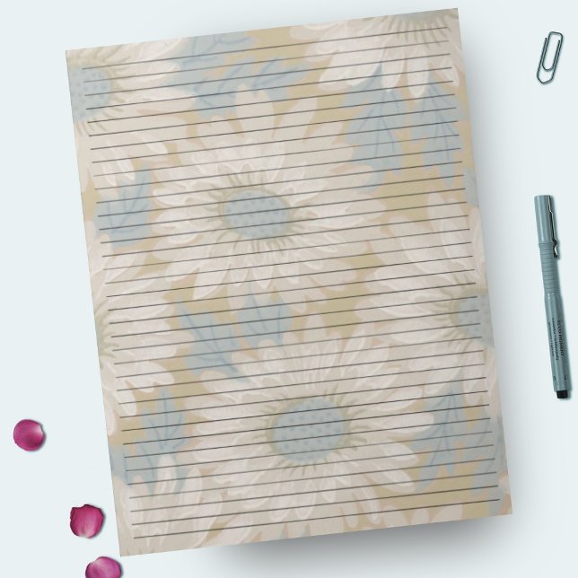 Letter Size 8.5 x 11 College Rule Dusty Blue Retro Notepad (Creator Uploaded)