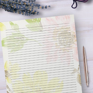 Letter Size 8.5" x 11" College Ruled Large Floral Notepad