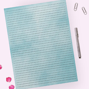 Letter Size 8.5 x 11 College Ruled Watercolor Teal Notepad