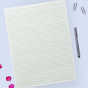 Letter Size  8.5" x 11"  Green Lines College Ruled Notepad