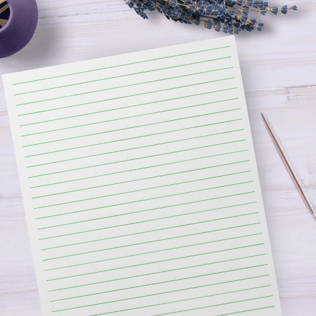 Letter Size 8.5" x 11" Green Ruled Wide Line Paper Notepad (Creator Uploaded)