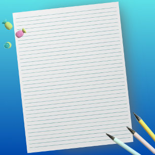 Letter Size 8.5" x 11" Teal Lines College Ruled Notepad