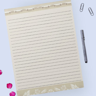 Letter Size 8.5 x 11 Wide Rule Vintage Floral Notepad