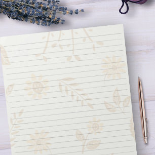 Letter Size 8.5" x 11" Wide Ruled Golden Floral Notepad