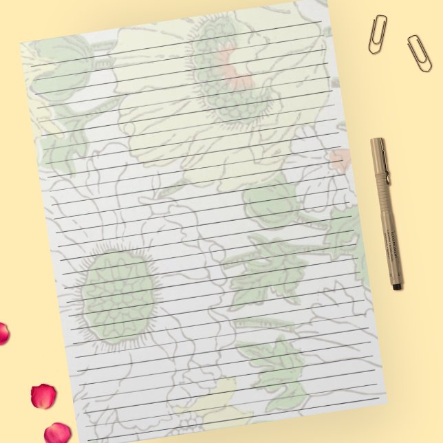 Letter Size 8.5" x 11" Wide Ruled Yellow Flower Notepad (Creator Uploaded)