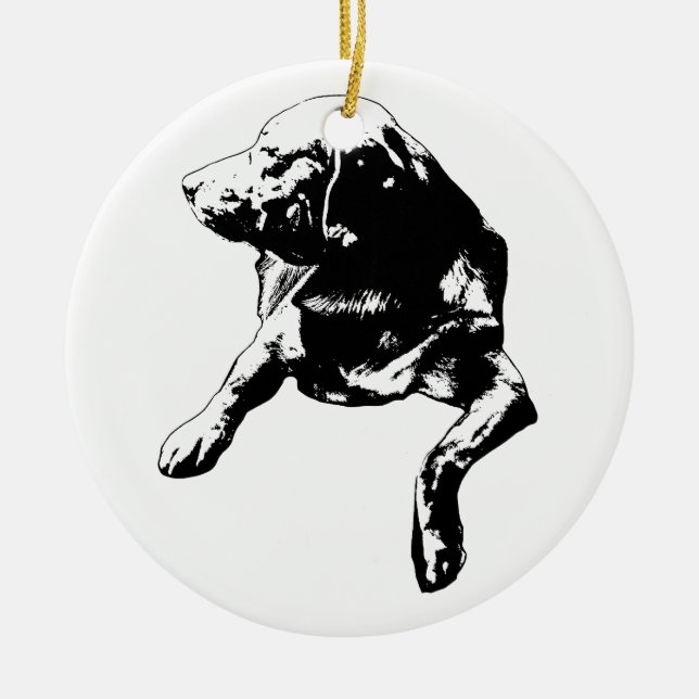 Letter-Slot Hello, Lab Keepsake Ceramic Tree Decoration (Front)