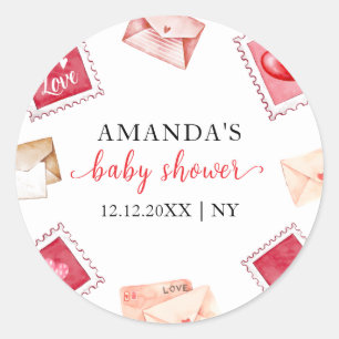 Letter Stamp Sweetheart Valentine Baby Shower  Classic Round Sticker