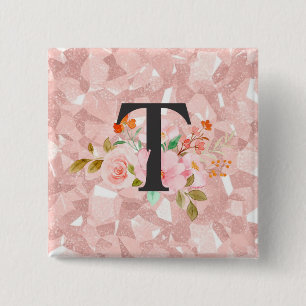 Letter T 15 Cm Square Badge