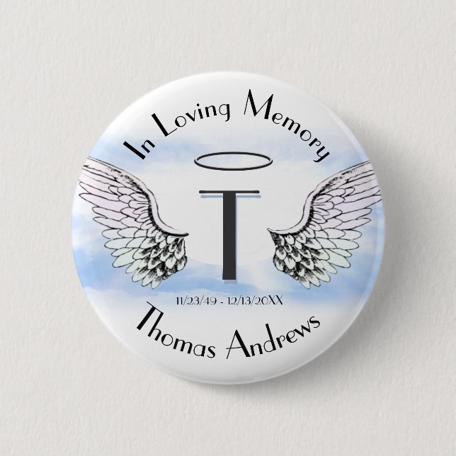 Letter T | Add Name | Memorial 6 Cm Round Badge (Front)