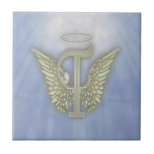 Letter T Angel Monogram Tile
