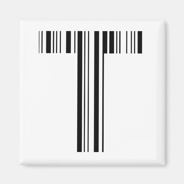 LETTER T BAR CODE First Initial Barcode Pattern Magnet (Front)