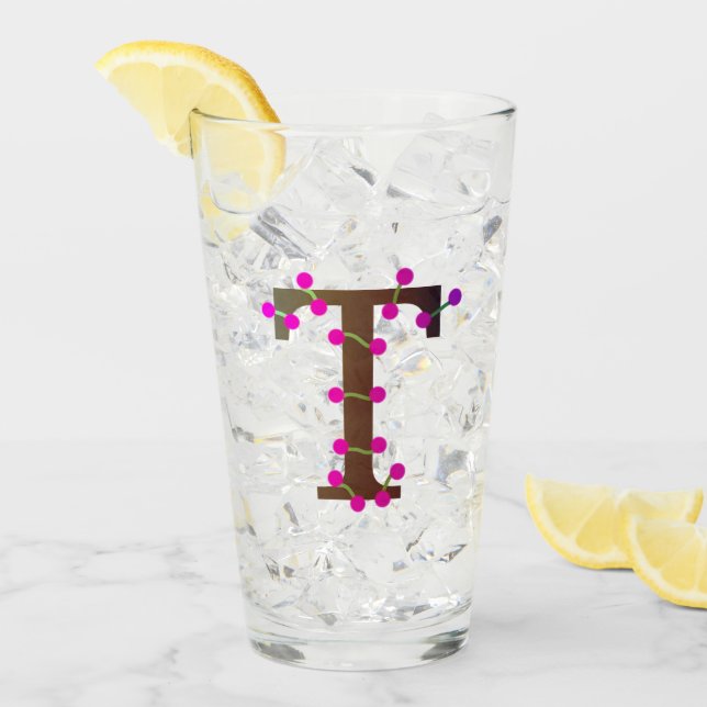 Letter T decorative initial on white Glass (Front Ice)