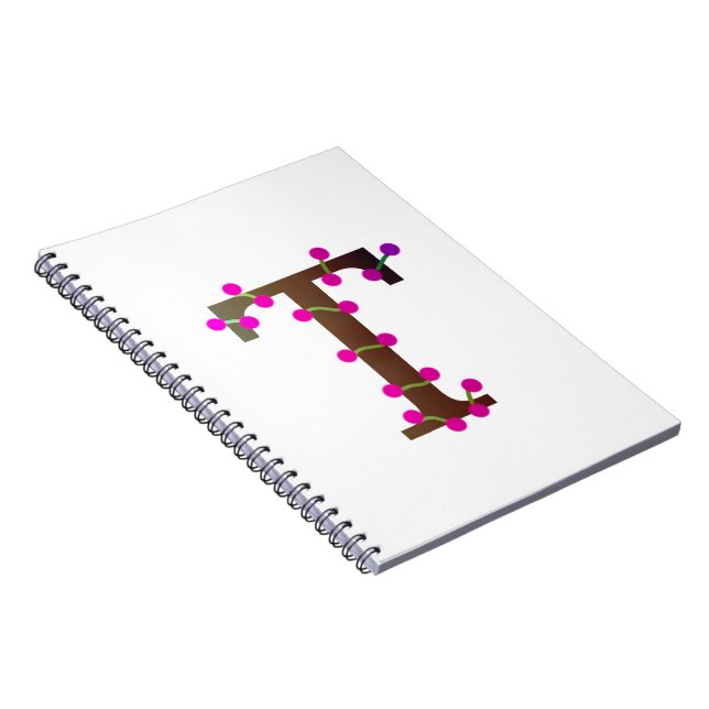 Letter T decorative initial on white Notebook (Right Side)