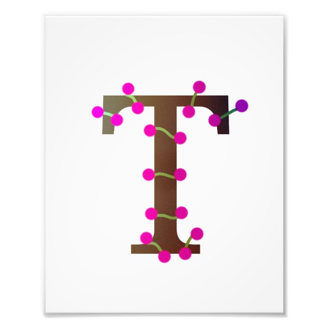 Letter T decorative initial on white Photo Print (Front)