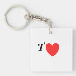 Letter T Heart - Valentine Initial Love Design Key Ring