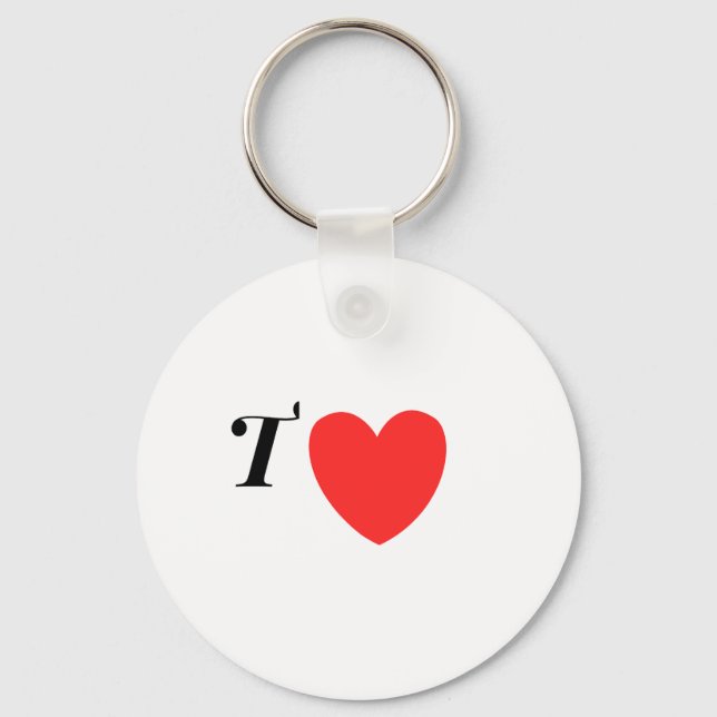 Letter T Heart - Valentine Initial Love Design Key Ring (Front)