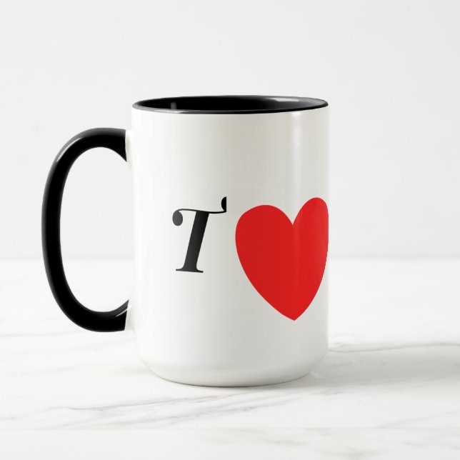Letter T Heart - Valentine Initial Love Design Mug (Left)