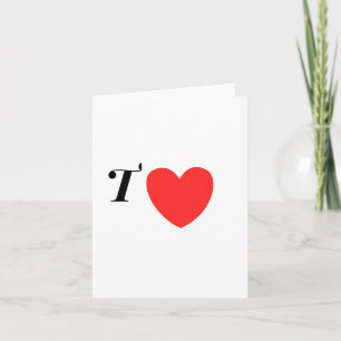Letter T Heart - Valentine Initial Love Design Note Card