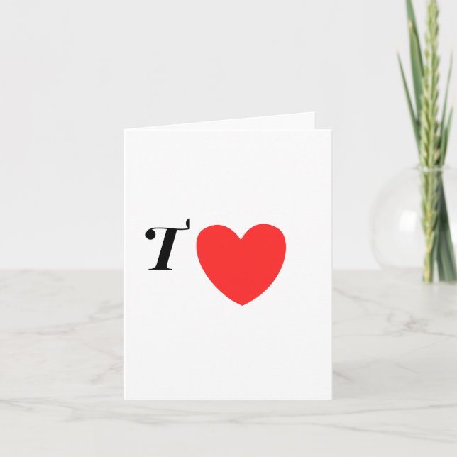 Letter T Heart - Valentine Initial Love Design Note Card (Front)