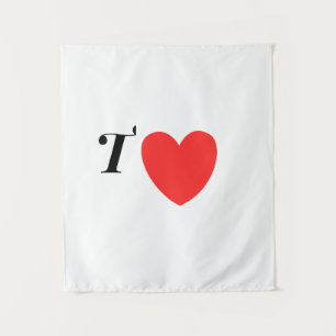 Letter T Heart - Valentine Initial Love Design Tapestry
