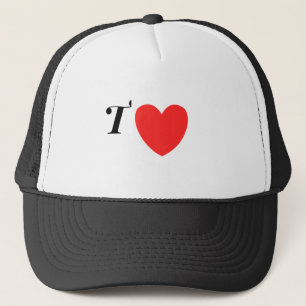 Letter T Heart - Valentine Initial Love Design Trucker Hat