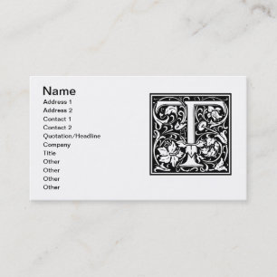 Letter T Mediaeval Monogram Art Nouveau Business Card