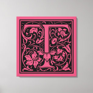 Letter T Mediaeval Monogram Art Nouveau Canvas Print