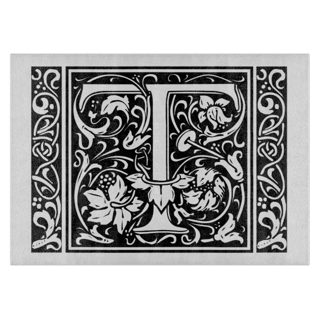 Letter T Mediaeval Monogram Art Nouveau Cutting Board (Front)