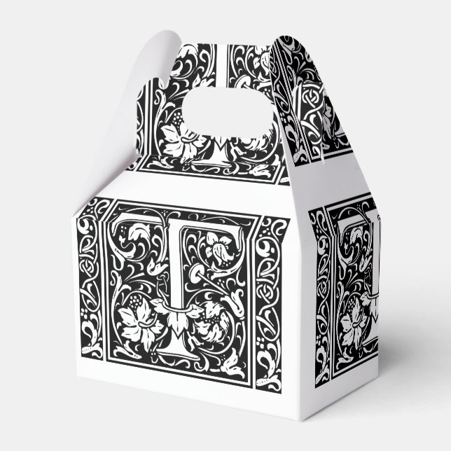 Letter T Mediaeval Monogram Art Nouveau Favour Box (Front Side)