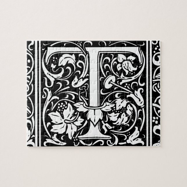 Letter T Mediaeval Monogram Art Nouveau Jigsaw Puzzle (Horizontal)