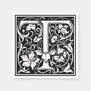 Letter T Mediaeval Monogram Art Nouveau Napkin