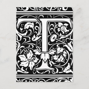 Letter T Mediaeval Monogram Art Nouveau Postcard