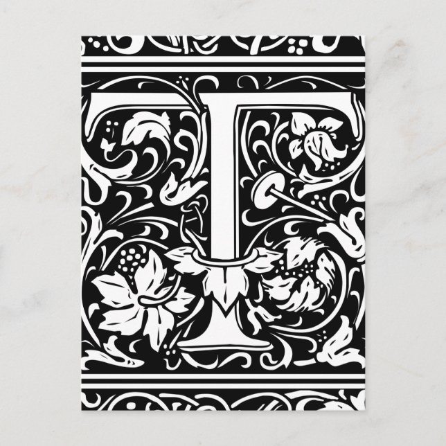 Letter T Mediaeval Monogram Art Nouveau Postcard (Front)