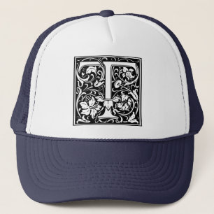 Letter T Mediaeval Monogram Art Nouveau Trucker Hat