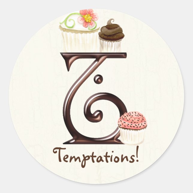 Letter T Monogram Cupcake Logo Business Stickers (Front)