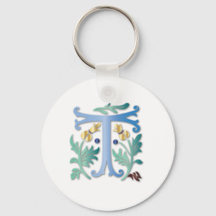 Letter T Monogram Key Ring