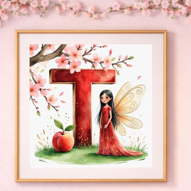Letter T Peach Fairy Poster Chinese Alphabet Art (Creator Uploaded)