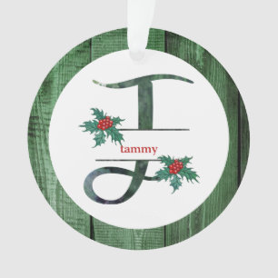 *~* Letter T Rustic Christmas PHOTO Wood AP44 Orna Ornament