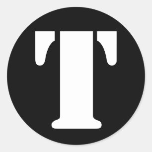 Letter T Stencil Alphabet by Janz Black Classic Round Sticker