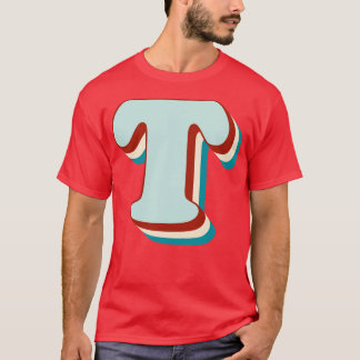 Letter T Vintage Retro Monogram Initial Name Font  T-Shirt