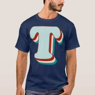 Letter T Vintage Retro Monogram Initial Name Font T-Shirt
