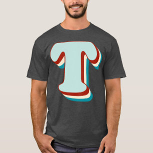 Letter T Vintage Retro Monogram Initial Name Font T-Shirt