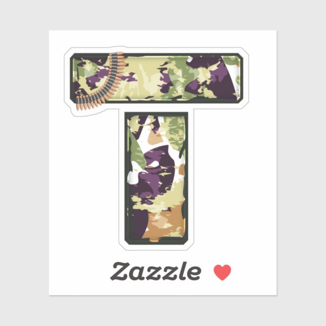Letter T with Military camouflage Texture (Sheet)