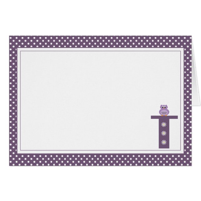 Letter T with Owl Blank Note Card (Front Horizontal)